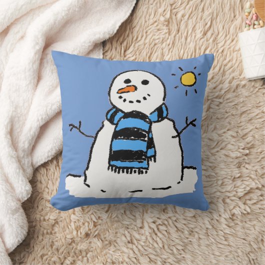 Fun Snowman Illustration Design Kissen (Decke)
