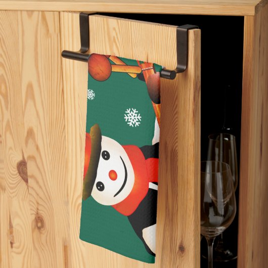 FUN Snowman in Hat und Scarf | GREEN Christmas Geschirrtuch (Drittel gefaltet)