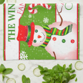 FUN Snowman in Red Hat und Scarf | GRÜNE Weihnacht Geschirrtuch (Gefaltet)