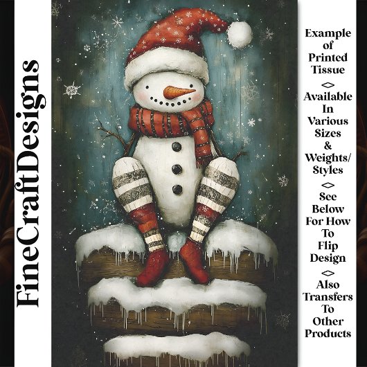 Fun Snowman in Red Weihnachtsmannmütze & Boots BA6 Seidenpapier