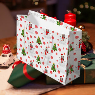Fun Snowman mit Custom Foto Face White Green Red Große Geschenktüte