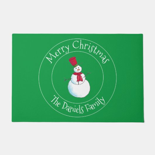 Fun Snowman Monogram Doormat Fußmatte (Vorderseite)