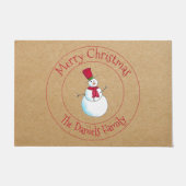 Fun Snowman Monogram Fußmatte (Vorderseite)