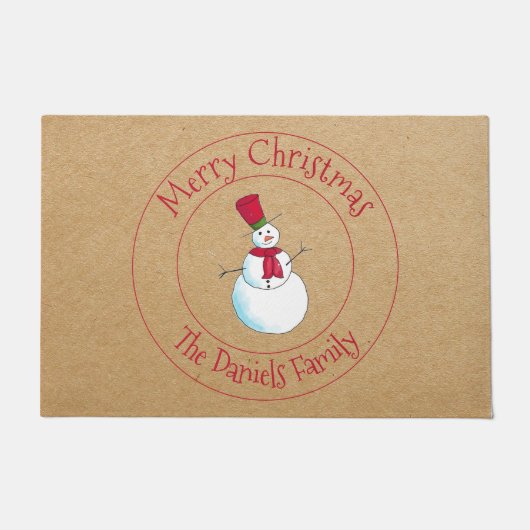 Fun Snowman Monogram Fußmatte (Vorderseite)