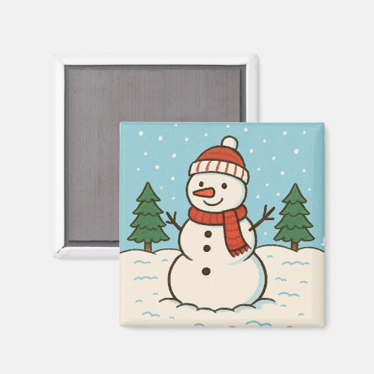 Fun Snowman Niedlich Weihnachten Magnet (Vorderseite/Rückseite)