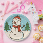Fun Snowman Niedlich Weihnachten Pappteller (Party)