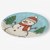 Fun Snowman Niedlich Weihnachten Pappteller (Schrägansicht)
