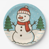 Fun Snowman Niedlich Weihnachten Pappteller (Vorderseite)
