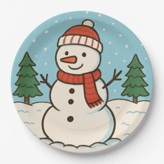 Fun Snowman Niedlich Weihnachten Pappteller (Vorderseite)