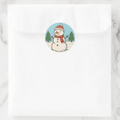 Fun Snowman Niedlich Weihnachten Runder Aufkleber (Tasche)