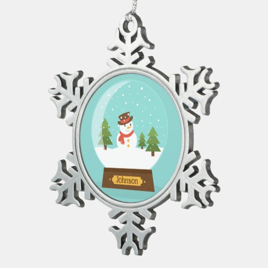 FUN! Snowman Snowflake - Personalisiert - Name hin Schneeflocken Zinn-Ornament (Rechts)