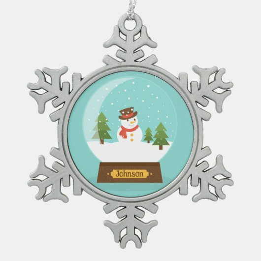 FUN! Snowman Snowflake - Personalisiert - Name hin Schneeflocken Zinn-Ornament (Vorderseite)