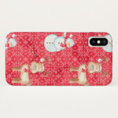 Fun Snowman und Rentier Weihnachten iPhone Case (Rückseite (Horizontal))