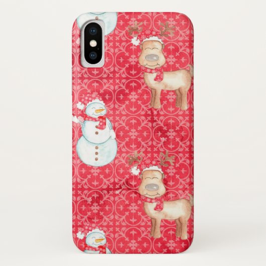 Fun Snowman und Rentier Weihnachten iPhone Case (Rückseite)