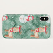 Fun Snowman und Rentier Weihnachten iPhone Case (Rückseite (Horizontal))