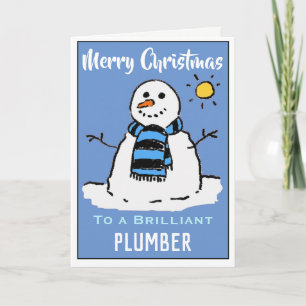 Fun Snowman Weihnachtskarte für einen Klempner Feiertagskarte