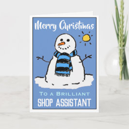 Fun Snowman Weihnachtskarte für einen Shopassisten Feiertagskarte