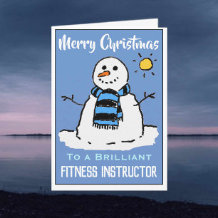 Fun Snowman Weihnachtskarte für Fitness Instructor Feiertagskarte