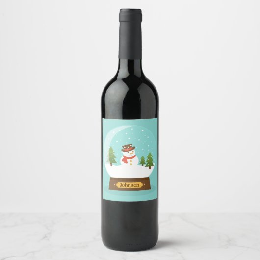 FUN! Snowman Wine Labels- Personalized -Add Name Weinetikett (Vorderseite)