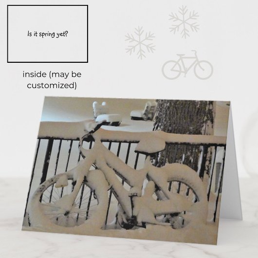 Fun Snowy Bicycle Black + White Foto Card Karte