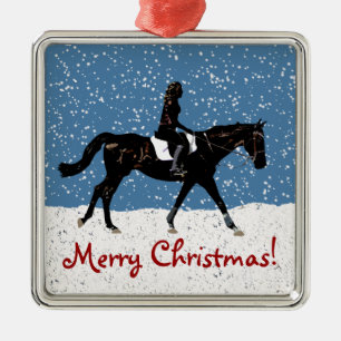 Fun snowy equestrian horse Christmas Ornament Aus Metall