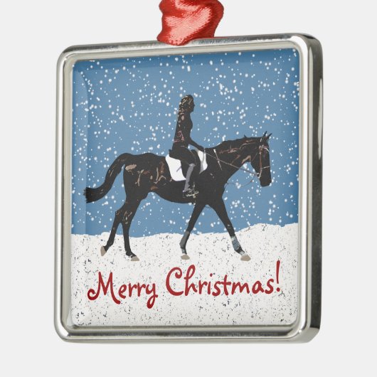 Fun snowy equestrian horse Christmas Ornament Aus Metall (Links)