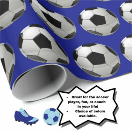 Fun Soccer Ball Muster auf blauem Wrapping Paper Geschenkpapier