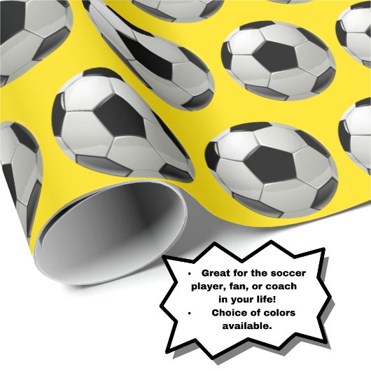 Fun Soccer Ball Muster auf gelbem Wrapping Paper Geschenkpapier