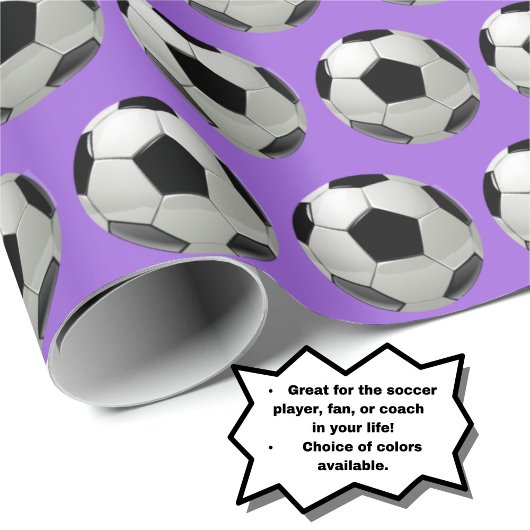 Fun Soccer Ball Muster auf Mauve Lilac Lila Geschenkpapier
