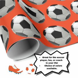 Fun Soccer Ball Muster auf Orange Geschenkpapier
