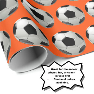 Fun Soccer Ball Muster auf Orange Geschenkpapier