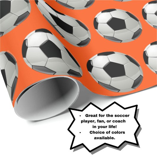 Fun Soccer Ball Muster auf Orange Geschenkpapier