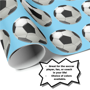Fun Soccer Ball Muster auf Pulverblau Geschenkpapier