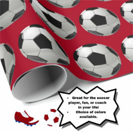Fun Soccer Ball Muster auf Rot Geschenkpapier