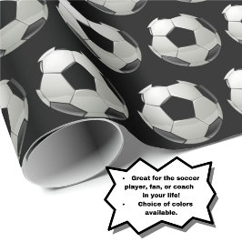 Fun Soccer Ball Muster auf schwarz Geschenkpapier