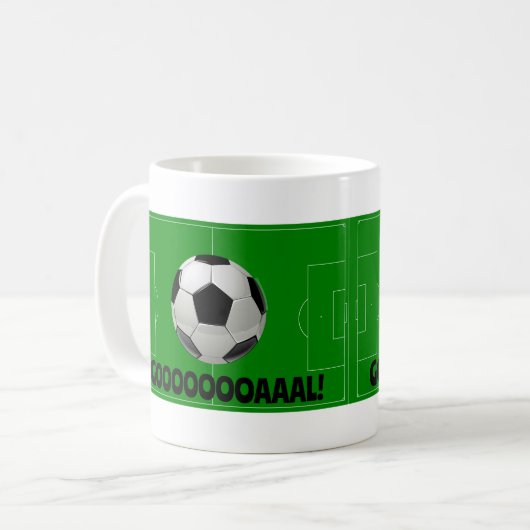 Fun Soccer Ball und Pitch GOAL! (Fußball) Kaffeetasse (Vorderseite Links)