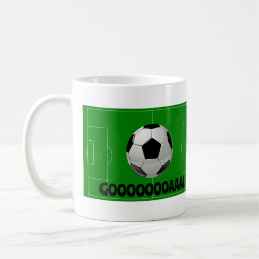 Fun Soccer Ball und Pitch GOAL! (Fußball) Kaffeetasse (Links)