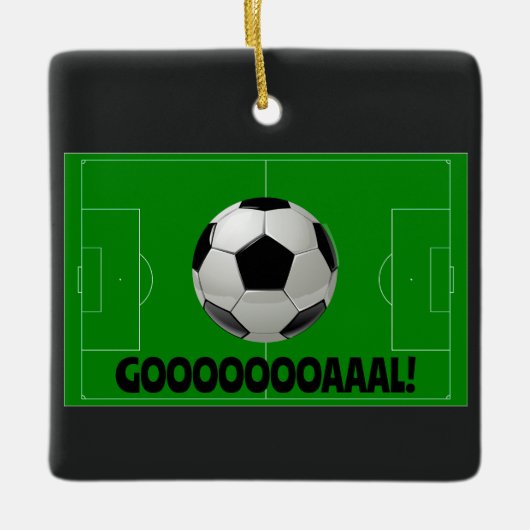 Fun Soccer Ball und Pitch GOAL! (Fußball) Keramikornament (Vorderseite)