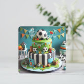 FUN SOCCER THEMA KINDERGEBURTSTAG CAKE KARTE (Stehend Vorderseite)