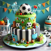 FUN SOCCER THEMA KINDERGEBURTSTAG CAKE KARTE