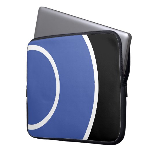 Fun Soft Blue White Signal Waves Schwarzer Hinterg Laptopschutzhülle (Vorderseite Links)