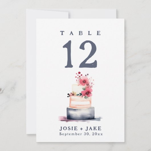 Fun soft wedcake Tischnummer Seating Chart (Rückseite)