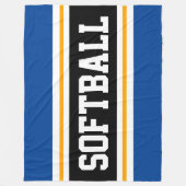 Fun SOFTBALL Bright Black Athletic Stripes Fleecedecke (Vorderseite)