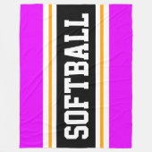 Fun SOFTBALL Bright Black Athletic Stripes Fleecedecke (Vorderseite)