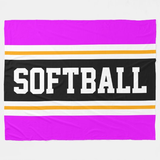 Fun SOFTBALL Bright Black Athletic Stripes Fleecedecke (Vorderseite (Horizontal))