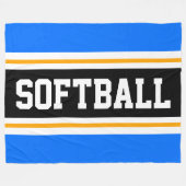 Fun SOFTBALL Bright Blue Black Athletic Stripes Fleecedecke (Vorderseite (Horizontal))