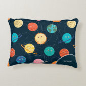 Fun Solar System Planets Muster für Kids Blue Acc Dekokissen (Rückseite)
