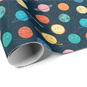 Fun Solar System Planets Muster für Kids Blue Geschenkpapier (Rolleneckpunkt)