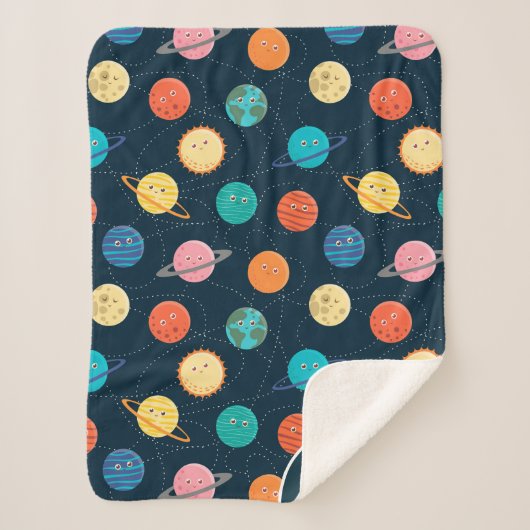 Fun Solar System Planets Muster für Kids Blue She Sherpadecke (Vorderseite)
