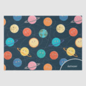 Fun Solar System Planets Muster für Kids Blue Tis Seidenpapier (Vorderseite)